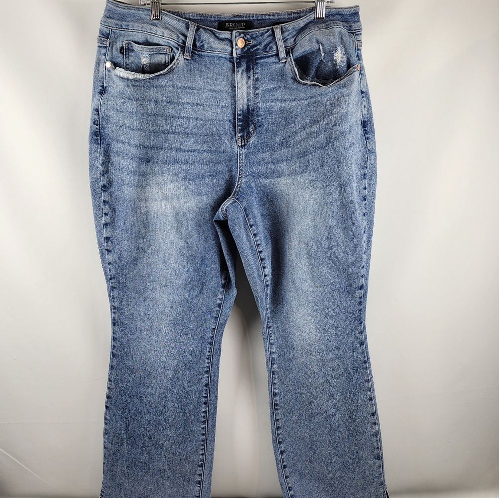 Judy Blue Jeans Women Plus 20W Slim Bootcut High Rise Blue Denim JB88289 LT-CO-R